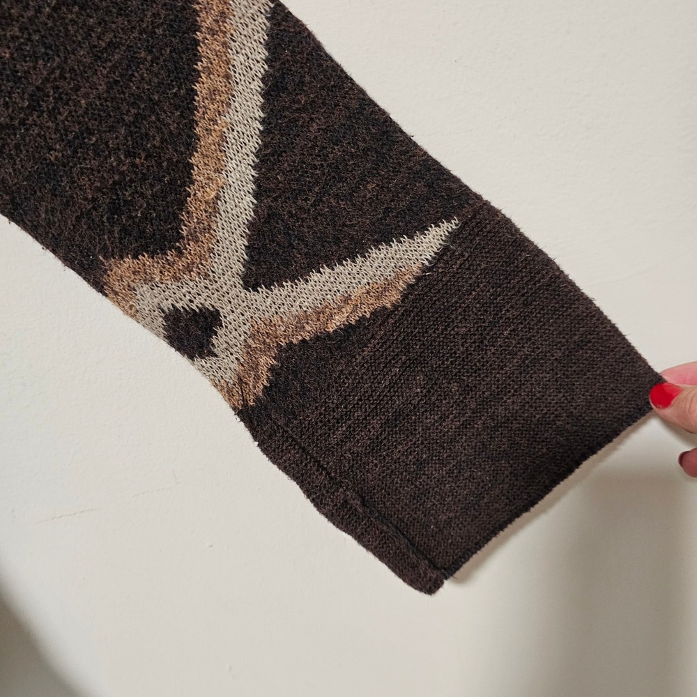 Lauren Ralph Lauren XS Brown Open Front Cardigan Sweater Cotton Linen Western - Picture 5 of 8